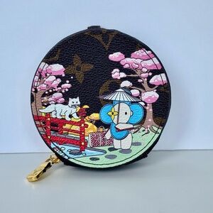 Louis Vuitton Black and Pink Round Coin Purse